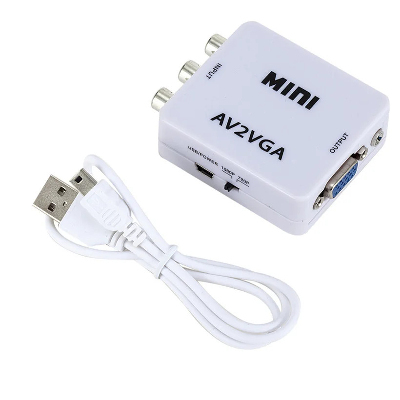 Переходник RCA в VGA 1080P AV в VGA Mini AV2VGA, видео преобразователь с 3,5 мм аудио AV2VGA /CVBS + аудио в ПК HDTV