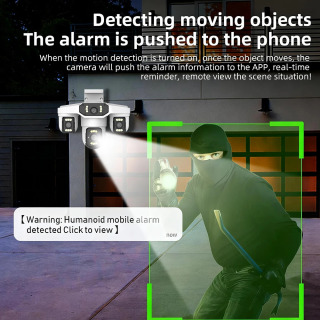 8K 15MP WiFi CCTV kamerasi Uch ekranli tashqi toʻrtta linzali AI insonni aniqlash uchun suv oʻtkazmaydigan IP xavfsizlik kamerasi Onvif Yoosee