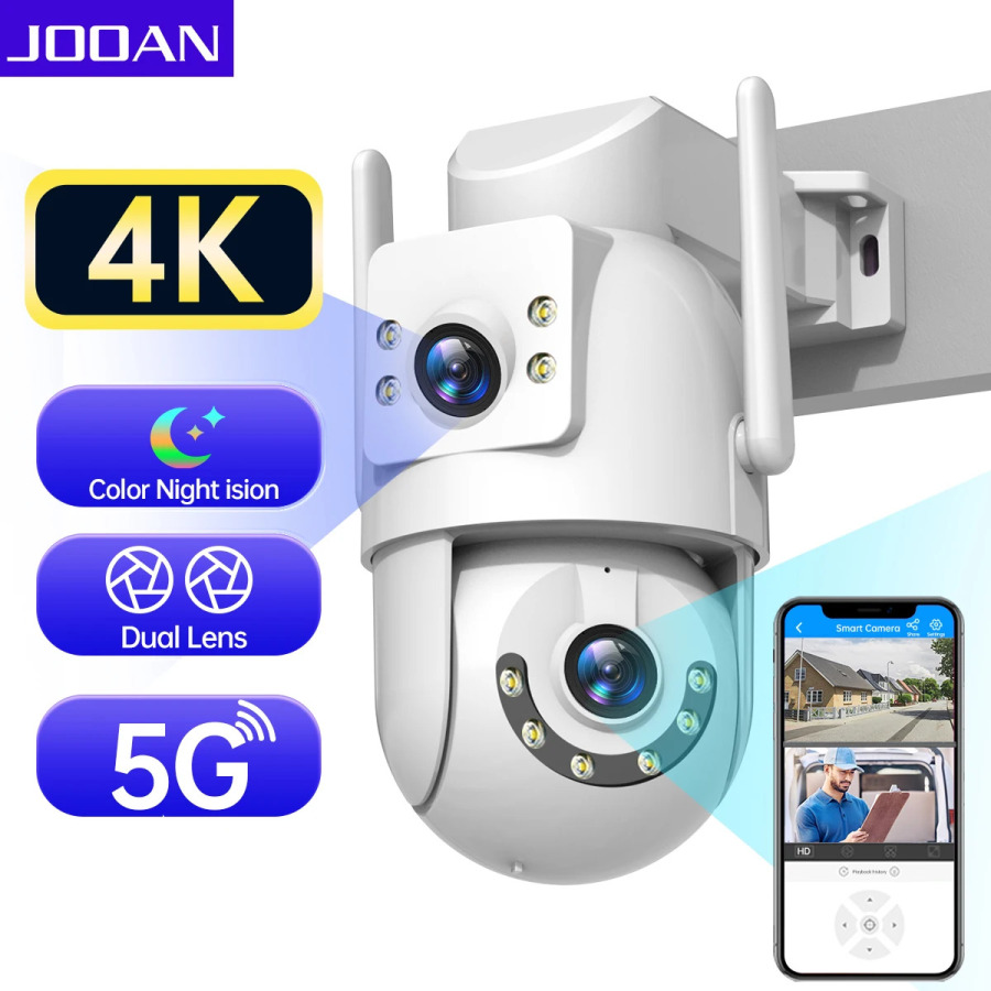 JOOAN 10-мегапиксельная 6-мегапиксельная PTZ Wifi Камера Наружная IP-камера с двумя объективами и двумя экранами AI Отслеживающая защита безопасности CCTV Камера видеонаблюдения