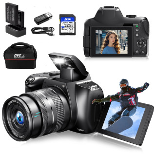 Цифровая камера 4K HD для фотографии, 12-кратный оптический зум, камера для видеоблогов для YouTube, 72 МП, Wi-Fi, автофокус, видеокамеры для прямого потока Красный Пакет2