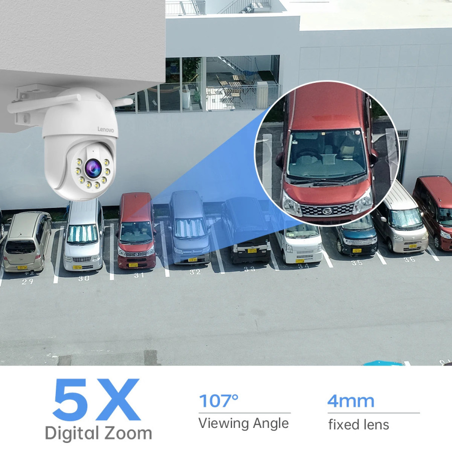 Lenovo 5MP Smart Wi-Fi PTZ kamerasi tashqi 5x raqamli masshtabli avtomatik kuzatuv ONVIF CCTV IP kamerasi CCTV kamerasi