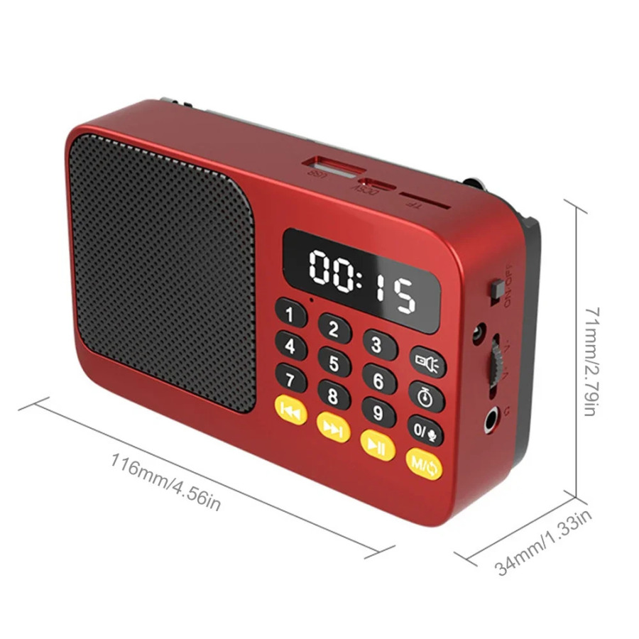 Портативный FM-радиоприемник С LED-дисплеем, USB, TF, MP3-плеером, Встроенным Динамиком, Фонариком, Перезаряжаемый