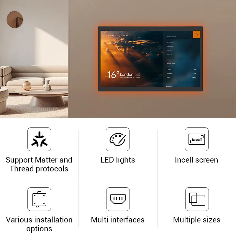 Smart Home Device 2024 Smart Home System Android 13 WiFi6 RK3566 POE BT5.3 Devorga oʻrnatiladigan portativ Android plansheti