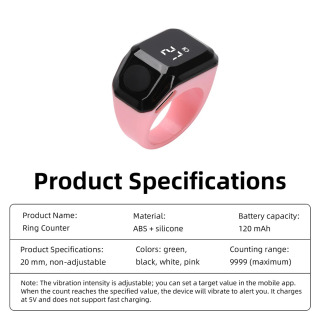 Bluetooth Portativ elektron barmoq hisoblagichi Smart APP Vaqtni eslatuvchi funksiya Raqamli Tasbih hisoblagichi