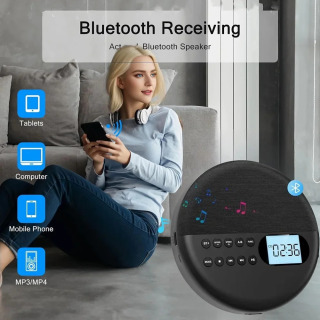 Портативный CD-плеер, двусторонний Bluetooth 5,0, встроенный динамик, HIFI CD, музыка, Walkman ASP, перезаряжаемый USB, воспроизведение без потерь