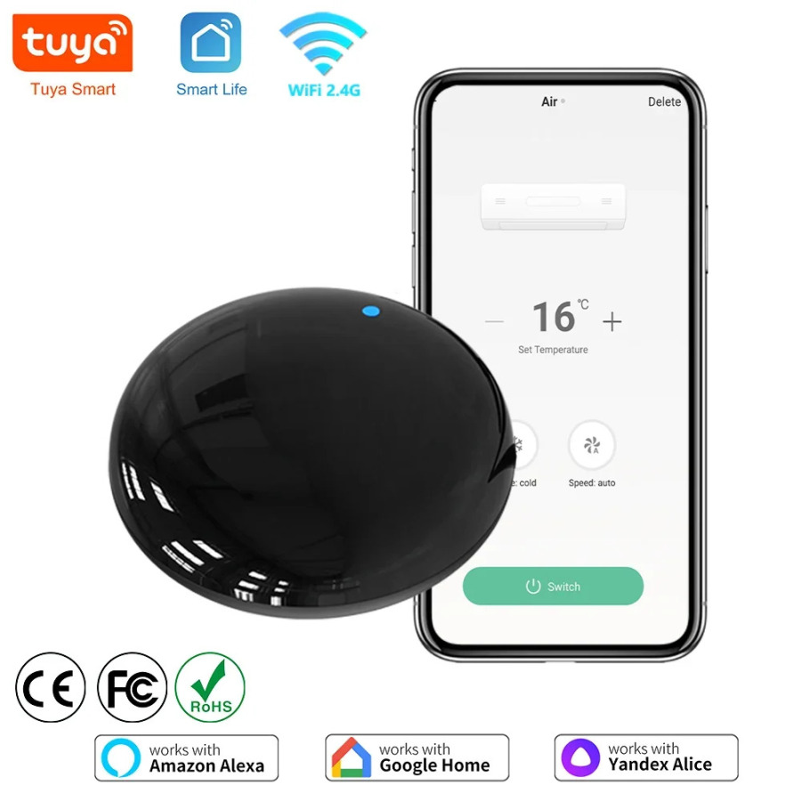 Smart Home uchun Wi-Fi IR masofadan boshqarish pulti SmartLife ilovasi televizor uchun masofadan boshqarish...