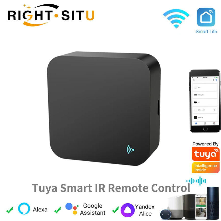 IR masofadan boshqarish pulti Smart Wi-Fi universal infraqizil Tuya Smart Home boshqaruvi televizor DVD AUD AC uchun Amz Alexa Google Home bilan ishlaydi