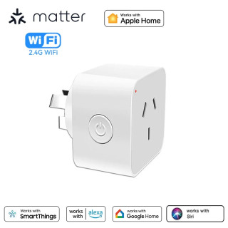Matter Smart Plug AU Умная розетка Домашняя розетка Приложение Дистанционное управление 2,4G Wi-Fi Поддержка только Apple HomeKit Alexa Google Home Бежевый Настенная розетка