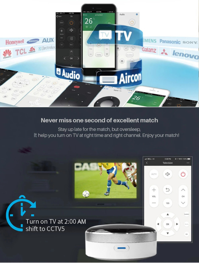 CUSAM Universal IR Smart Wi-Fi masofadan boshqarish pulti + Infraqizil uy boshqaruv markazi Tuya ilovasi Google Assistant Alexa Siri bilan ishlaydi