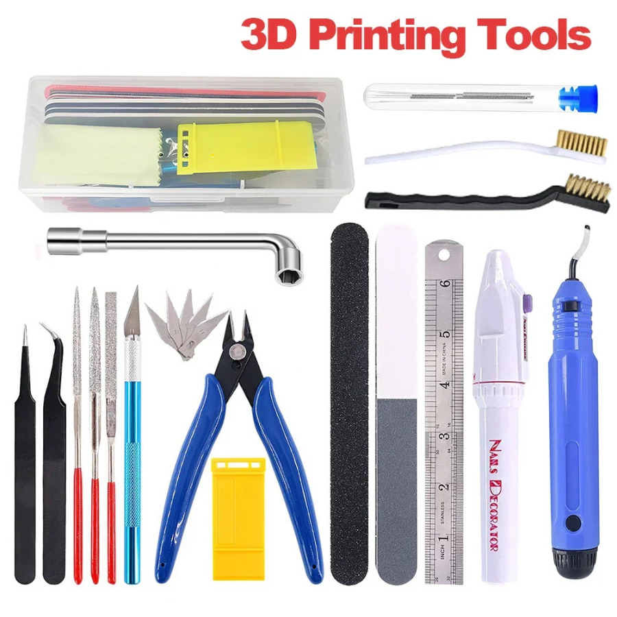 Koʻp modelli 3D printer asboblari toʻplami trim pichoq qirgʻichlari tozalash ignasi cımbızlar penselar chakalaklarni tozalash toʻplami DIY 3D bosib chiqarish asboblari