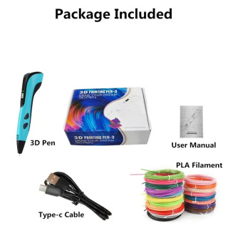 Bolalar uchun 3D qalam ijodiy oʻyinchoq DIY 3D qalam 200M PLA Filamentli Type-C orqali qayta zaryadlanuvchi 3D qalam toʻplami Bolalar sovgʻasi