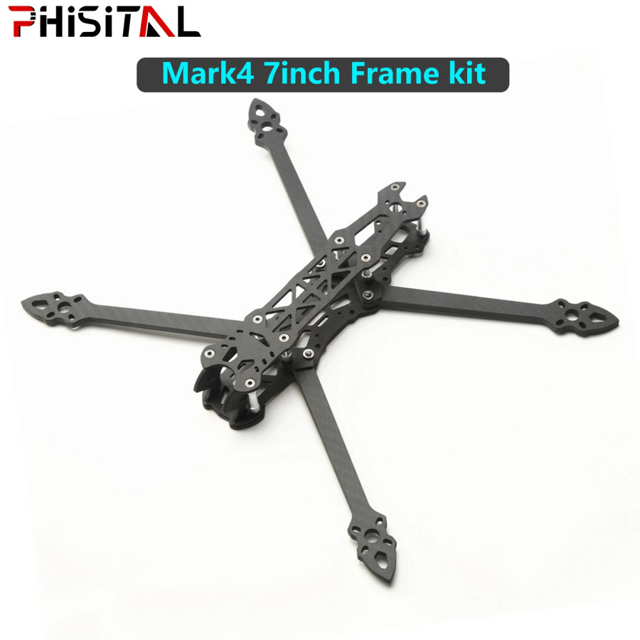 Mark4 7 dyuymli 295 mm, 5 mm kvadrokopter ramkasi bilan 3K uglerod tolali 7 dyuymli ramka toʻplami FPV poygasi uchuvchisiz kvadrokopter uchun DIY erkin uslubdagi ehtiyot qismlar