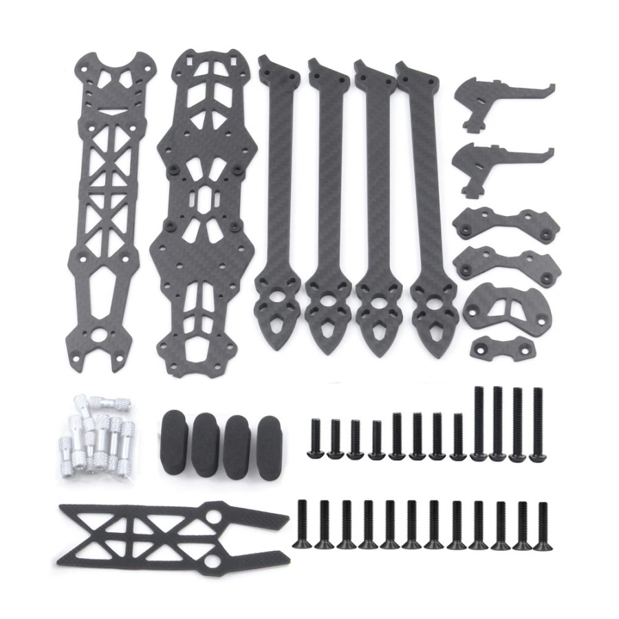 Mark4 7 dyuymli 295 mm, 5 mm kvadrokopter ramkasi bilan 3K uglerod tolali 7 dyuymli ramka toʻplami FPV poygasi uchuvchisiz kvadrokopter uchun DIY erkin uslubdagi ehtiyot qismlar