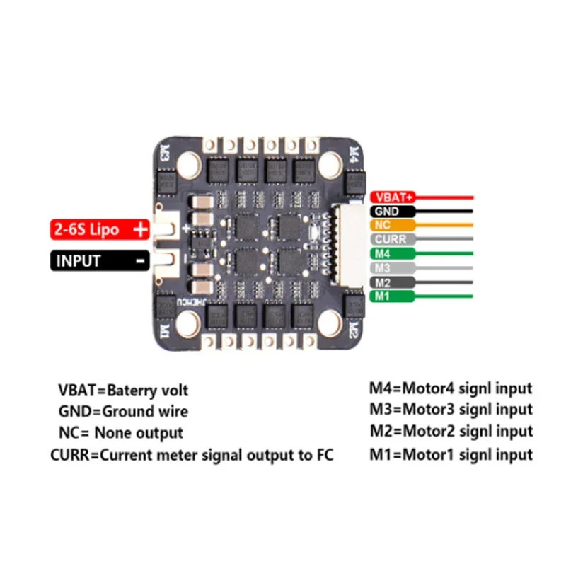 JHEMCU EM40A 4-в-1 ESC - 40A DSHOT600 BLHELI_S 2-6S 20x20 мм FPV RC Quadcopter Аксессуар