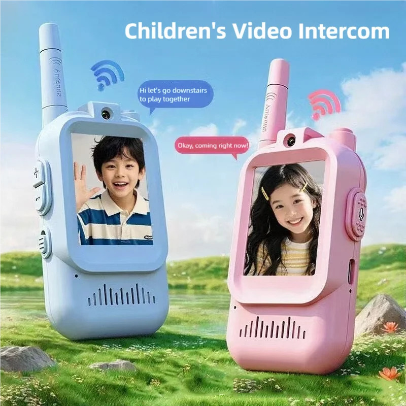 Bolalar uchun video Walkie Talkies 2 toʻplami qayta zaryadlanuvchi interkom Walkie Talkie yoqimli 2 dyuymli ekran bir marta bosish orqali qoʻngʻiroq bolalar uchun video interkom