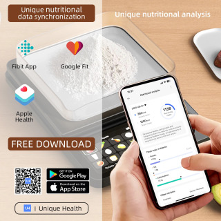 Smart raqamli oshxona elektron tarozilari, sigʻimi 5 kg, aniqligi 0,1 g, TFT displey, APP oziqlanish tahlili bilan qayta zaryadlanuvchi