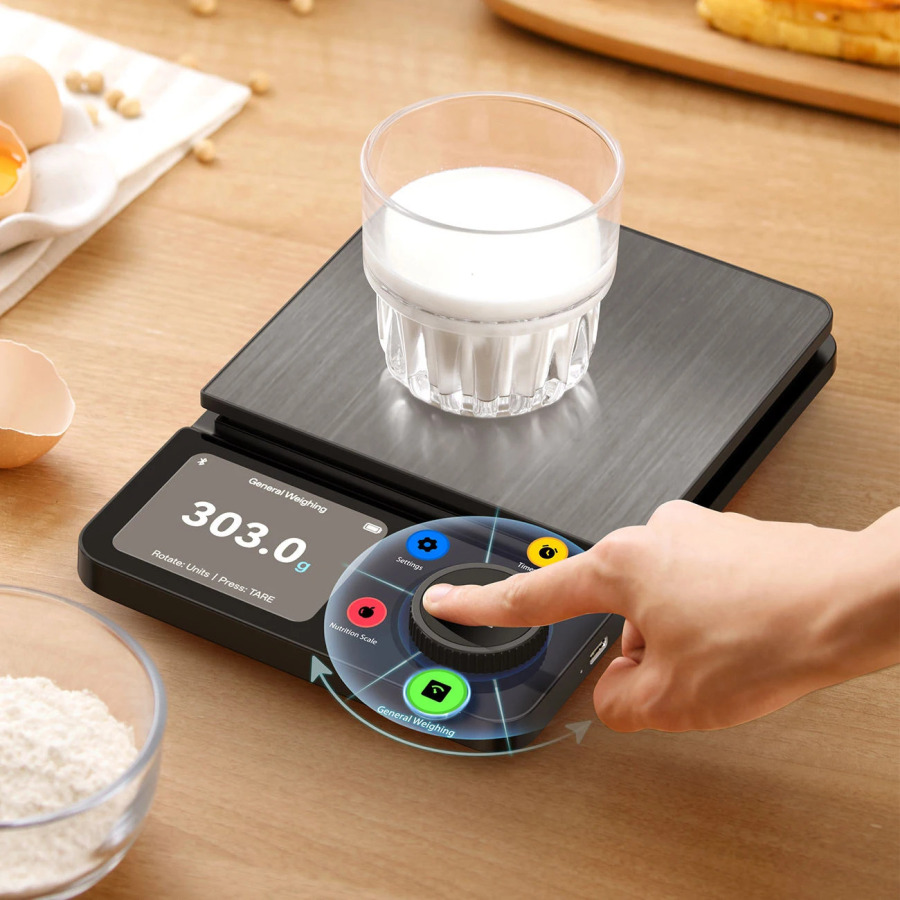 Smart raqamli oshxona elektron tarozilari, sigʻimi 5 kg, aniqligi 0,1 g, TFT displey, APP oziqlanish tahlili bilan qayta zaryadlanuvchi