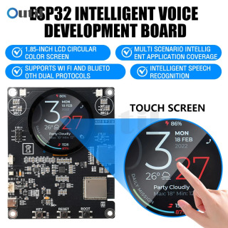AIoT va Smart Home uchun 1,85 dyuymli LCD sensorli ekran, Wi-Fi, Bluetooth va ovozli boshqaruvga ega ESP32-S3 aqlli qurilmalarni ishlab chiqish platasi