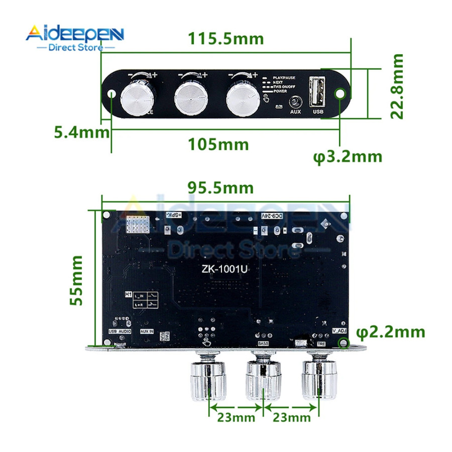 Aqlli 100 Vt quvvatli Bluetooth kuchaytirgichi ilova boshqaruvi, bir nechta kiritish opsiyalari va maxsus mono/stereo dinamiklar uchun toʻliq himoyasi