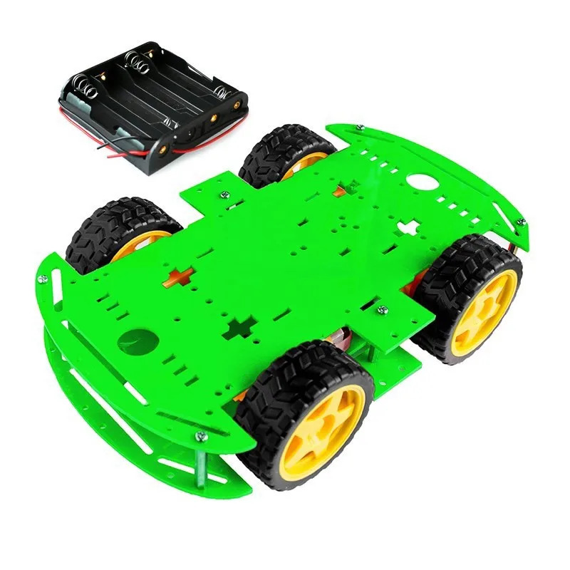 Aqlli avtomobil toʻplami 4WD aqlli robotli avtomobil shassi toʻplami, tezlik sensori va batareya qutisi bilan Arduino uchun DIY elektron toʻplami