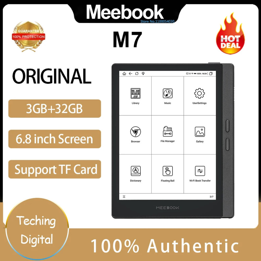 Электронная книга Meebook M7, 6,8 дюйма, HD E-ink экран 300PPI, Android 11, открытая система, 32 ГБ ОЗУ и физические кнопки