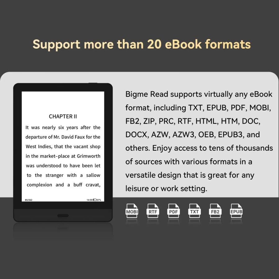 Bigme Read 6 dyuymli elektron kitob oʻquvchi elektron oʻquvchi portativ elektron kitob oʻquvchi ochiq Android tizimini qoʻllab-quvvatlash Google Play va Kindle ilovasi