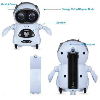 Robot gaplasha oladi, interaktiv dialog, ovozni aniqlash, yozib olish, qoʻshiq aytish va raqsga tushish, hikoya qilish, mini aqlli robot oʻyinchoq