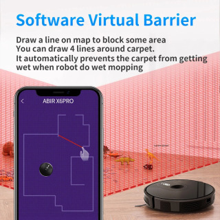 Робот-пылесос ABIR X6PRO , всасывание 6000 Па, программная виртуальная стена, умная влажная уборка, Дезинфекция, Непрерывная очистка точки останова, Хранение карт, Поддержка Яндекс Алисы