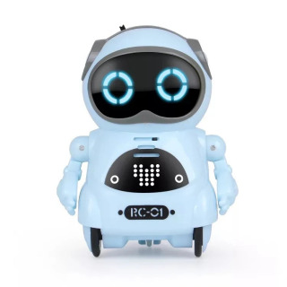Gapira oladigan bolalar roboti, interaktiv dialog funksiyasi, ovozni aniqlash, yozish, qoʻshiq aytish, raqsga tushish va hikoya qilish uchun moʻljallangan mini aqlli robot oʻyinchoq небесно-голубой