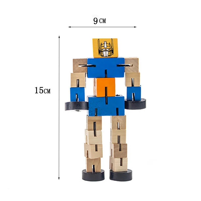 Bolalar uchun yogʻoch robot oʻzgarishi qoʻlda yigʻiladigan qurilish bloklari oʻyinchoqlari bolalar uchun Autobot figurali modeli taʻlim boshqotirma sovgʻa