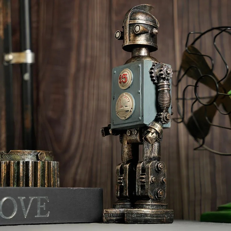 Retro bezaklar, vintage interyer, robot bezaklari, ijodiy uy bezaklari aksessuarlari, estetik nafis bar dekorativ aksessuarlari