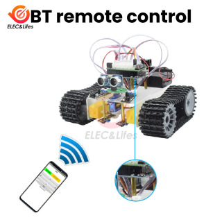 IQ ultratovush sensorlari bilan Rover robotini qurish toʻplami ikki rejimli toʻsiqlarni aniqlash SG90 Servo Bluetooth simsiz Arduino Uno uchun oʻquv toʻplami