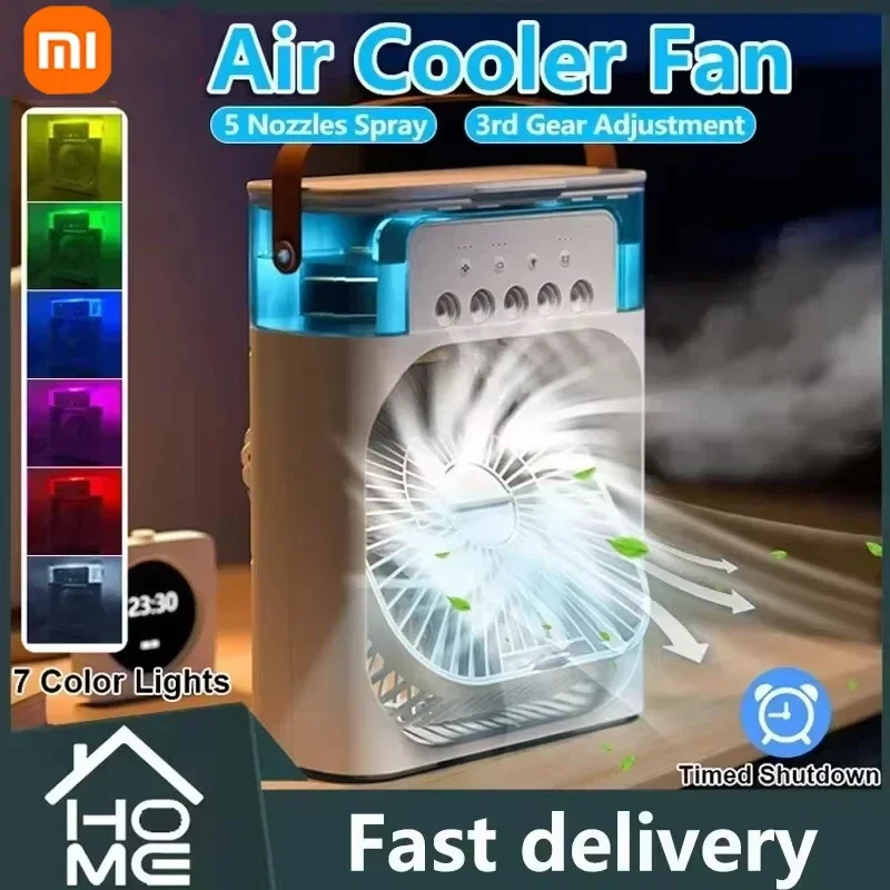 Xiaomi 3-in-1 Portable Humidifying Fan Air Conditioner With LED Night Light Household Small Air cooler Office Adjustablefan 2026