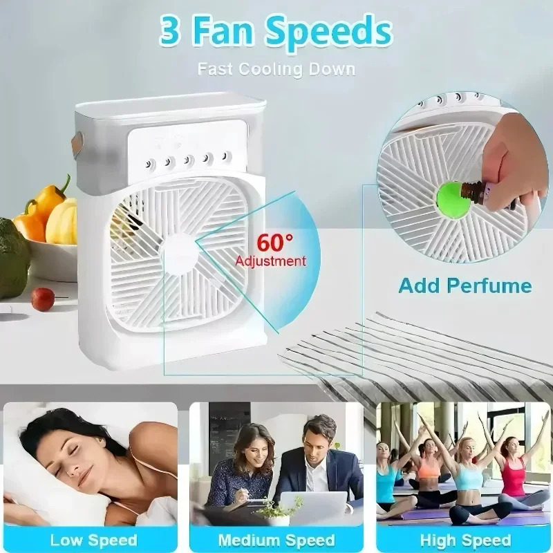 Xiaomi 3-in-1 Portable Humidifying Fan Air Conditioner With LED Night Light Household Small Air cooler Office Adjustablefan 2026
