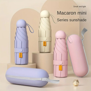 Yilni qora mini kapsula soyabon, portativ katlanadigan UV himoyasi soyabon, ideal sovgʻa, sayohat uchun ideal, quyosh soyabon.