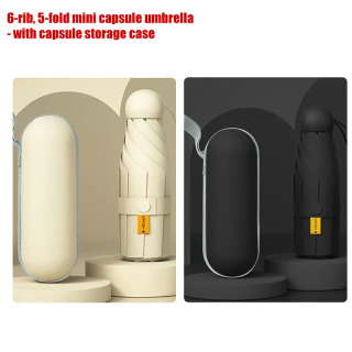 Yilni qora mini kapsula soyabon, portativ katlanadigan UV himoyasi soyabon, ideal sovgʻa, sayohat uchun ideal, quyosh soyabon. разноцветный 6к