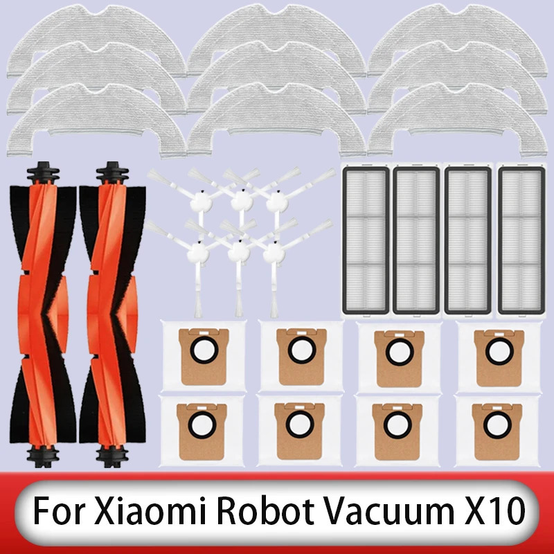 Xiaomi X10 Robot changyutgich uchun ehtiyot qismlar Aksessuarlar Asosiy yon choʻtkasi Hepa filtri mop mato chang sumkasi