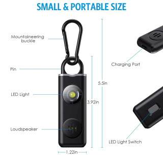 DB Siren oʻz-oʻzini mudofaa xavfsizlik signali Ayol kaliti SOS LED Noah Light shaxsiy signal