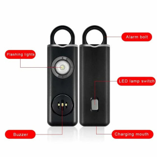Светодиодный фонарик для самообороны, USB Перезаряжаемый брелок для ключей, внешний женский защитный аксессуар с сигнализацией безопасности