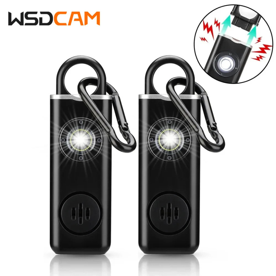 Wsdcam 130 дБ сирена для самозащиты, безопасная сигнализация с светодиодный светильник, перезаряжаемая Женская охранная сигнализация для самозащиты