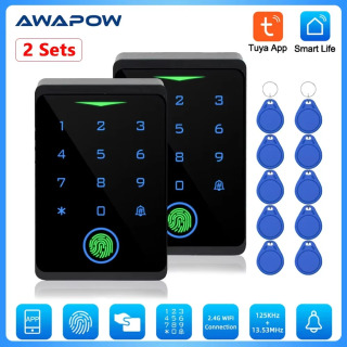 Комплекты контроля доступа Awapow Tuya CF1-2.4G Wi-Fi, система контроля доступа к двери, водонепроницаемый цифровой электронный замок с отпечатками пальцев разноцветный
