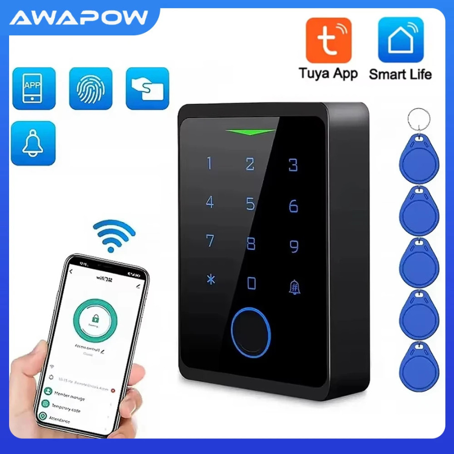 Комплекты контроля доступа Awapow Tuya CF1-2.4G Wi-Fi, система контроля доступа к двери, водонепроницаемый цифровой электронный замок с отпечатками пальцев