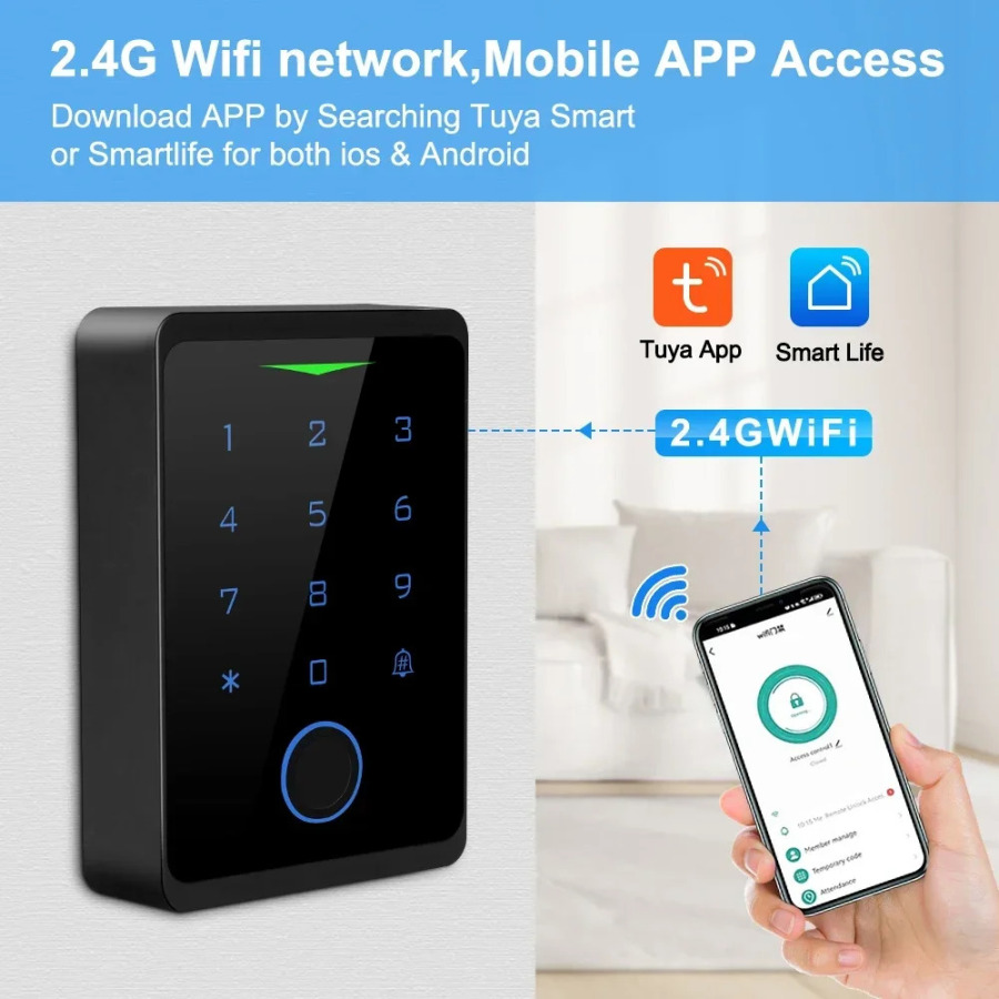 Комплекты контроля доступа Awapow Tuya CF1-2.4G Wi-Fi, система контроля доступа к двери, водонепроницаемый цифровой электронный замок с отпечатками пальцев