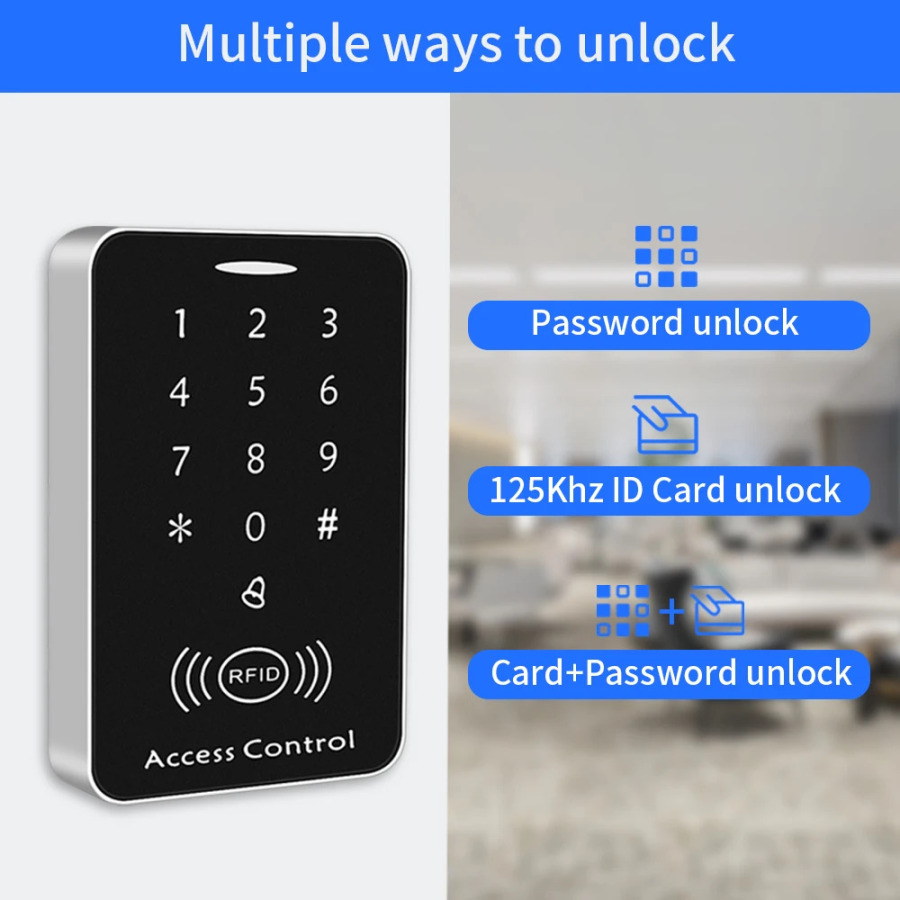 Anti-nusxalash shifrlangan mustaqil kirish nazorati 125KHz RFID kirishni boshqarish klaviaturasi Eshikni qulflash tizimi uchun raqamli klaviatura kartasini oʻquvchi