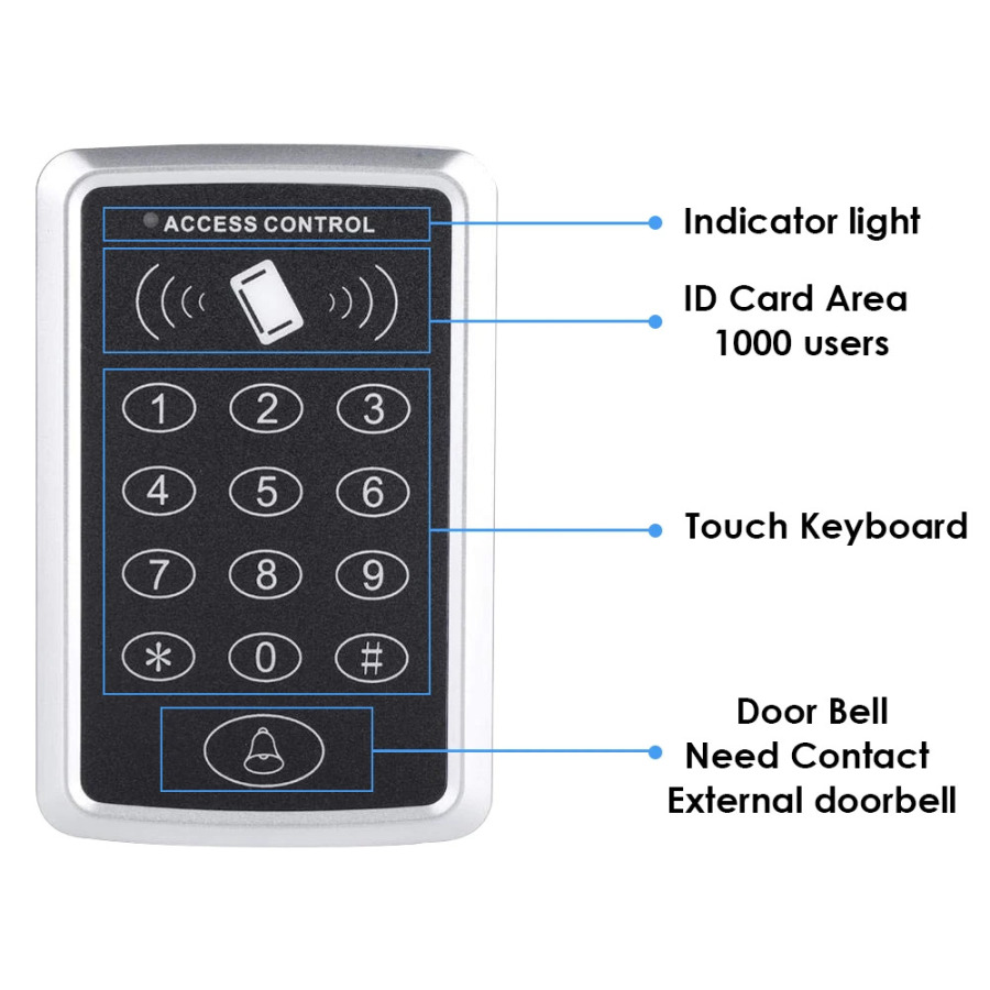 125 кГц RFID-клавиатура контроля доступа EM-считыватель карт дверная система открывания замков клавиатура