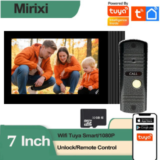 Система видеодомофона 1080P, умный Wi-Fi, беспроводной видеодомофон Tuya, 7-дюймовый монитор, обнаружение движения для дома, виллы, квартиры