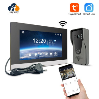 1080P video interkom tizimi TUYA uy eshik telefoni simsiz WiFi Smart infraqizil tungi koʻrish eshik qoʻngʻirogʻi harakatini aniqlash Синий