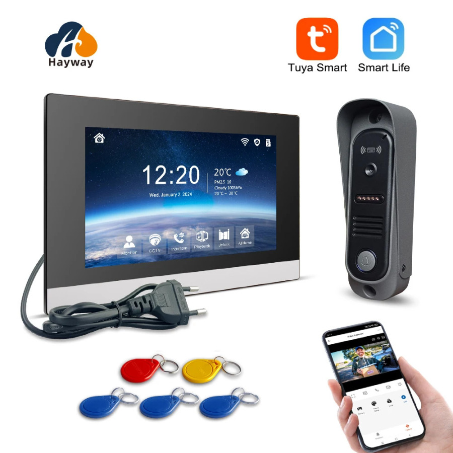 1080P video interkom tizimi TUYA uy eshik telefoni simsiz WiFi Smart infraqizil tungi koʻrish eshik qoʻngʻirogʻi harakatini aniqlash