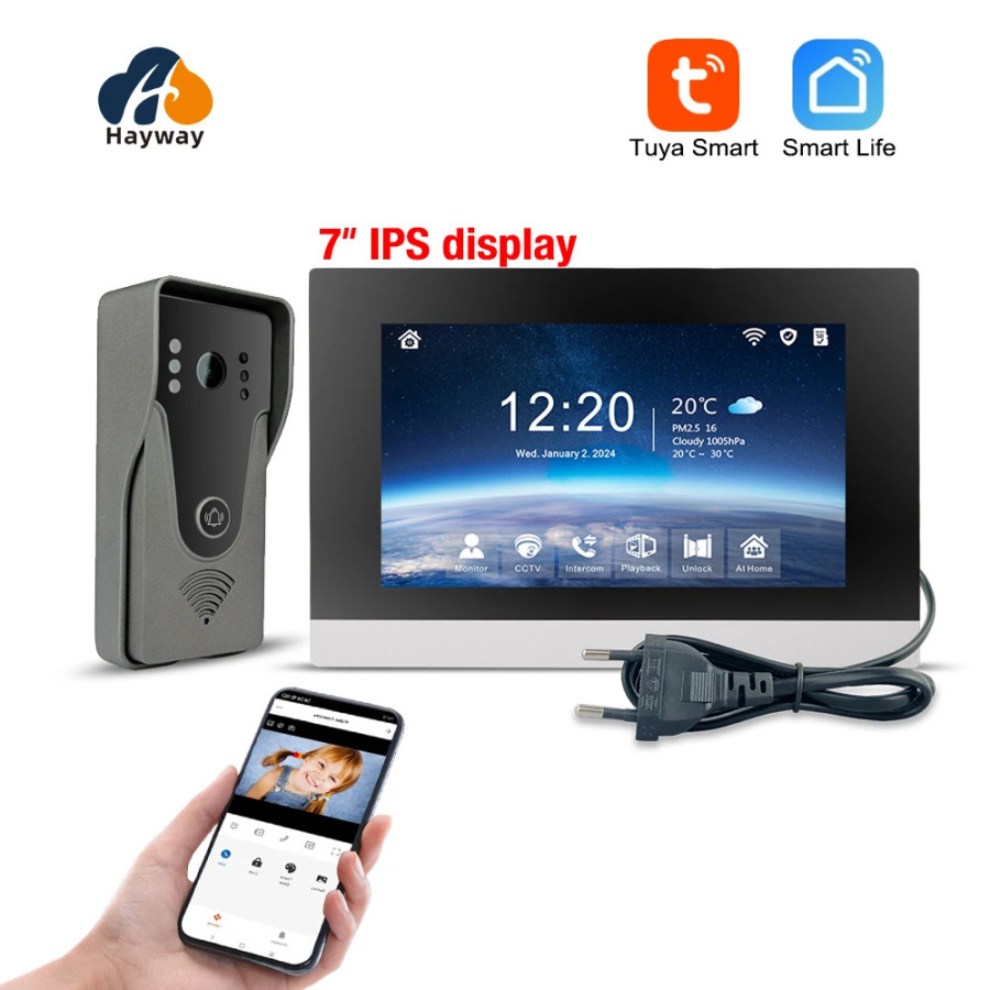 1080P video interkom tizimi TUYA uy eshik telefoni simsiz WiFi Smart infraqizil tungi koʻrish eshik qoʻngʻirogʻi harakatini aniqlash