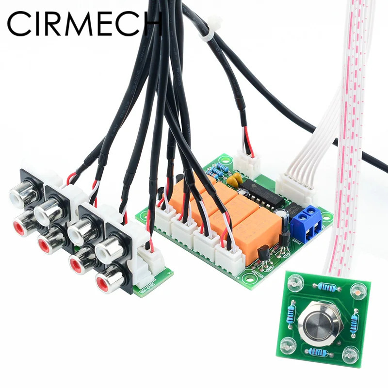 Реле CIRMECH 4-полосный аудиовходной сигнал Селекторное переключение RCA, плата выбора аудиовхода кнопочного переключателя для усилителей